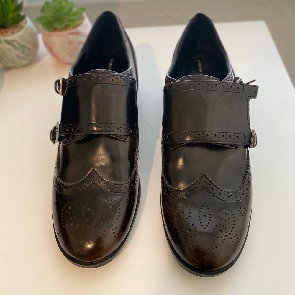 Zara women Brown Double Monk Strap Shoes 38